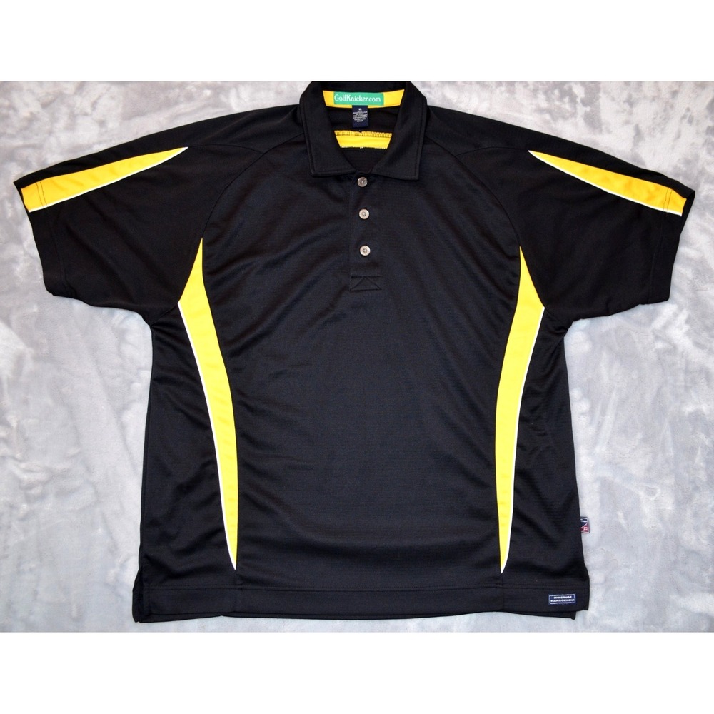 Golf Knickers Polo Shirt Men's XL Black Yellow Color Block Pro Celebrity